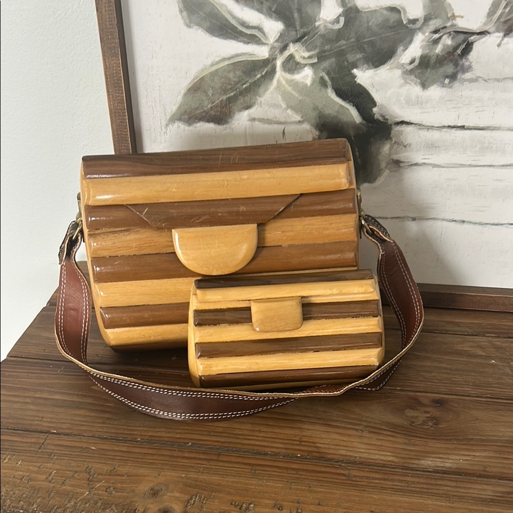 Vintage Brown and Tan Shoulder Bag and Wallet